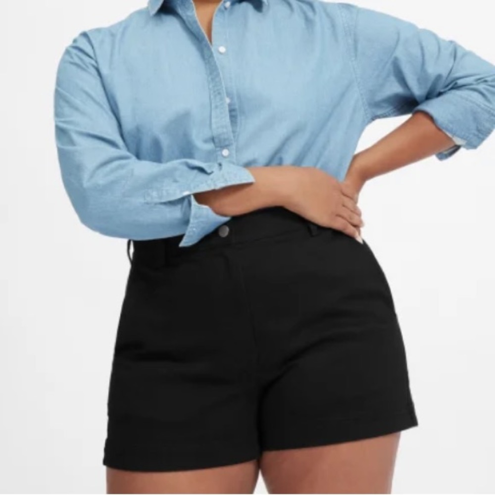 Everlane Black Mid/High Rise Cotton Twill Shorts